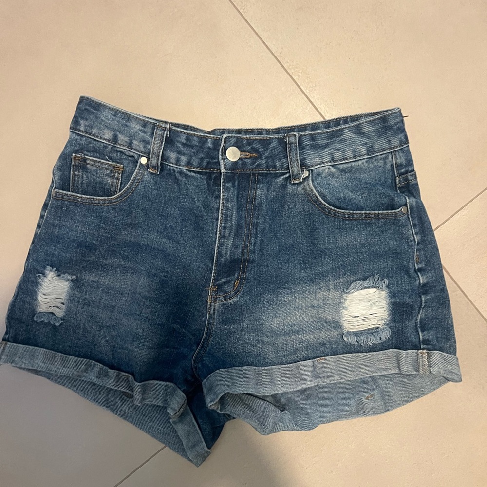 SHEIN Distressed Blue Jean Shorts